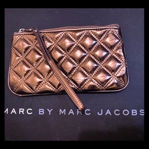 Marc Jacobs Bronze Quilted Patent Leather Wristlet